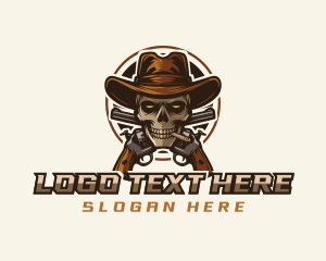 Mascot - Cowboy Skull Guns logo design