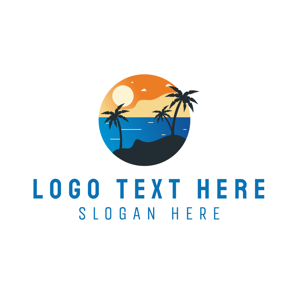 Tropical Beach Resort Island Logo 