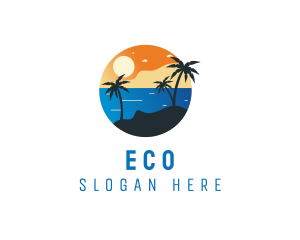 Tropical Beach Resort Island Logo