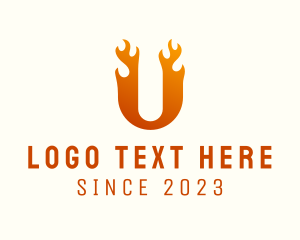 Hot - Spicy Fire Letter U logo design