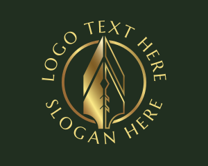 Blogging - Golden Writer Pen logo design