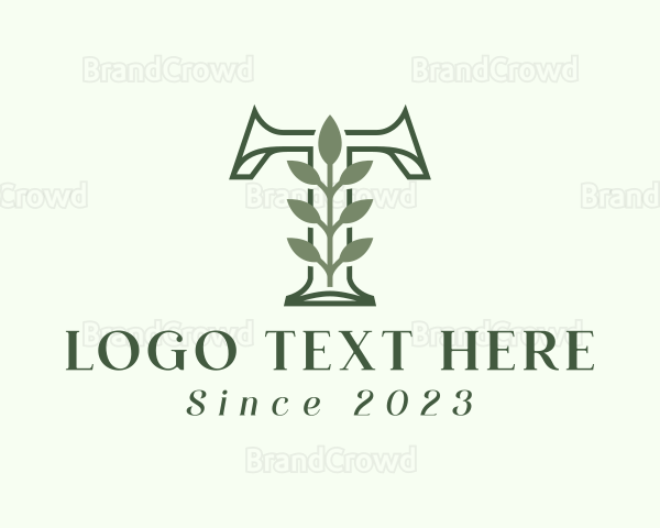 Green Plant Letter T Logo