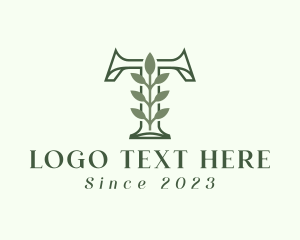Landscape Gardener - Green Plant Letter T logo design