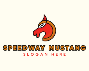 Mustang - Modern Pony Outline logo design