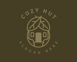 Hut - Organic Leaf Hut logo design