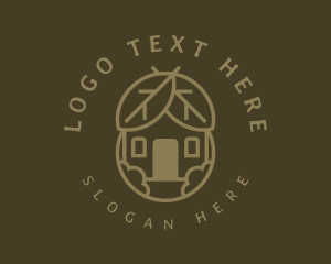 Bungalow - Organic Leaf Hut logo design