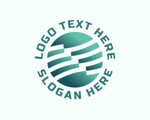 Corporation - Technology Globe Wave logo design