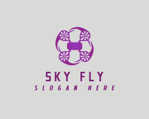 Quadcopter - Flying Quadcopter Drone logo design