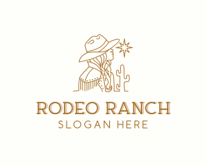 Woman Rodeo Cowgirl logo design