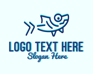 Static - Blue Monoline Shark logo design