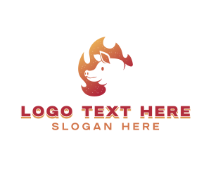 Hot - Flaming Pig Barbeque logo design