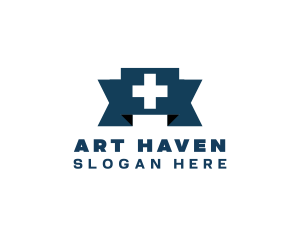 Medical Cross Ribbon logo design