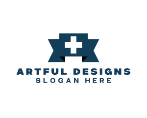 Medical Cross Ribbon logo design