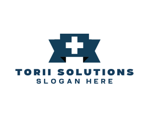 Medical Cross Ribbon logo design