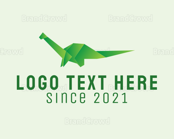 Green Dinosaur Origami Logo