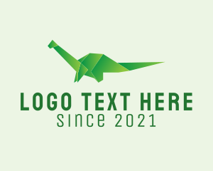 Papercraft - Green Dinosaur Origami logo design