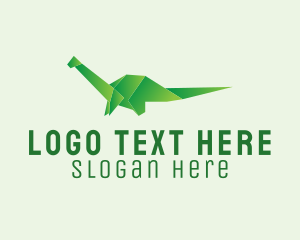 Green Dinosaur Origami  Logo