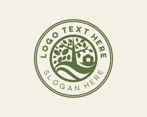 Permaculture - Tree Field Landscape logo design