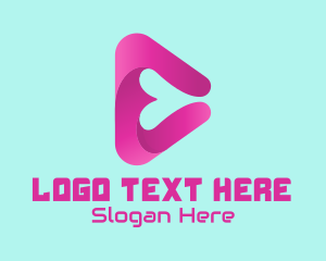 Pink Triangle - Heart Play Button logo design