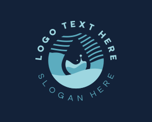 Ocean - Water Wave Droplet logo design