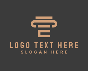 Pillar - Legal Column Letter E logo design
