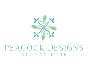 Ornament Peacock Feather logo design