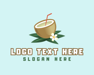 Straw - Coconut Fruit Drink logo design