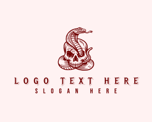 Coiled - Skull Snake Cobra logo design