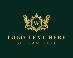 Victorian - Gold Pegasus Shield logo design