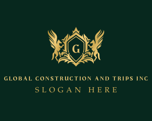 Victorian - Gold Pegasus Shield logo design