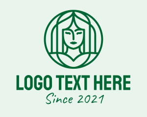 Beauty Parlor - Green Outline Girl logo design