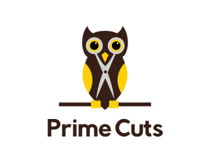 Owl Scissors Barber logo design