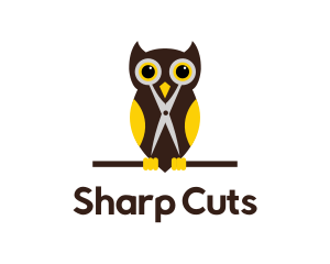 Scissors - Owl Scissors Barber logo design