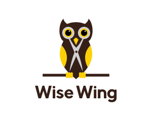 Owl Scissors Barber logo design
