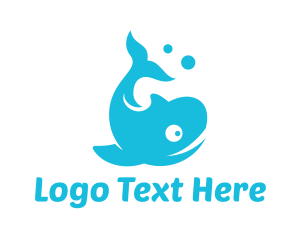 Blue Whale - Blue Bubble Whale logo design