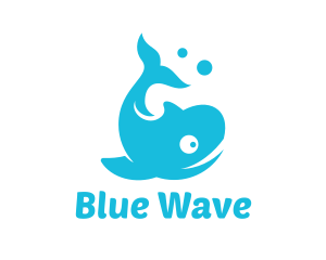 Blue Bubble Whale logo design