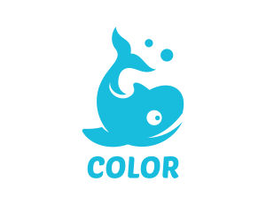Fisherman - Blue Bubble Whale logo design