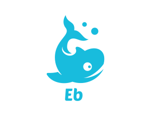 Fish - Blue Bubble Whale logo design