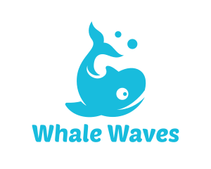 Blue Bubble Whale logo design