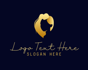 Hair - Gold Feminine Hair Salon logo design