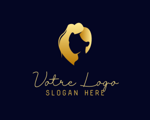 Gold Feminine Hair Salon Logo