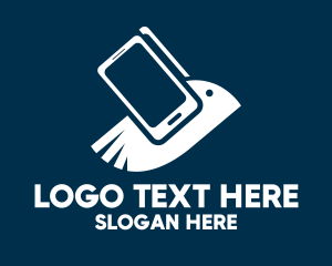 Telecom - Blue Phone Bird logo design