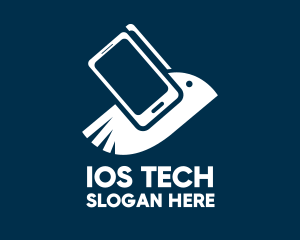 Ios - Blue Phone Bird logo design