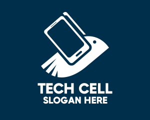 Cellular - Blue Phone Bird logo design
