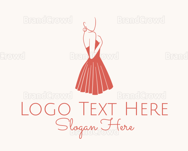 Lady Red Dress Fashion Logo