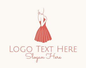 Lady Red Dress Fashion  logo design