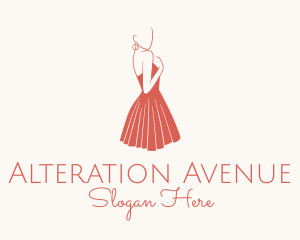 Lady Red Dress Fashion  logo design