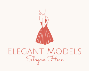 Modeling - Lady Red Dress Fashion logo design