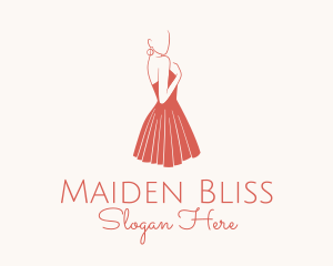 Maiden - Lady Red Dress Fashion logo design