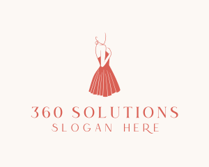 Lady Red Dress Fashion  logo design